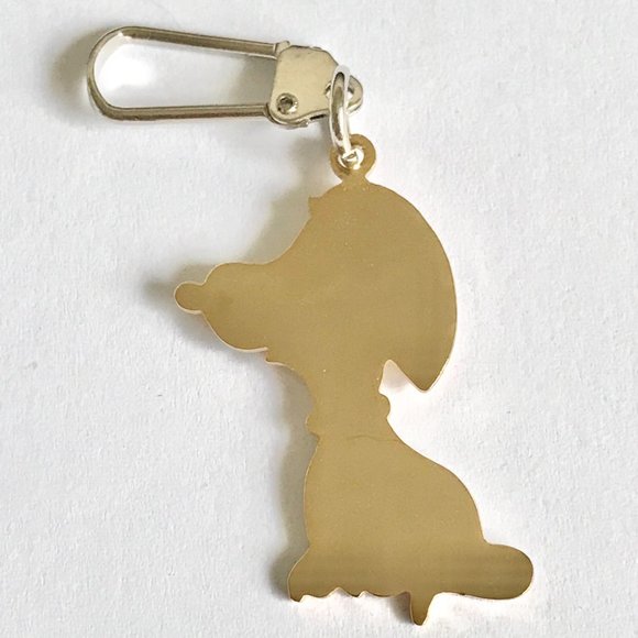 Vintage Snoopy Dog Keychain Keyring Zipper Pull Purse Charm Gold Tone Peanuts - Picture 4 of 7